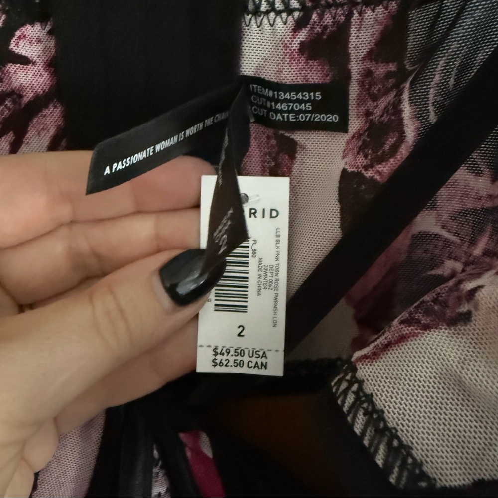 Torrid Black and Pink Floral Unlined Bra - Picture 6 of 8